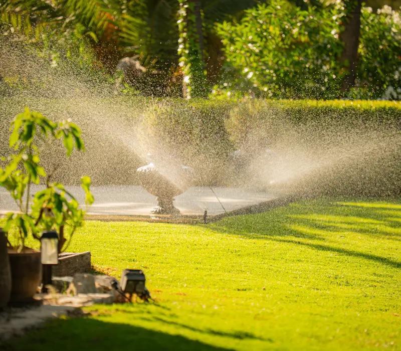 Installation eines automatischen Bewässerungssystems in einem mediterranen Garten auf Mallorca
